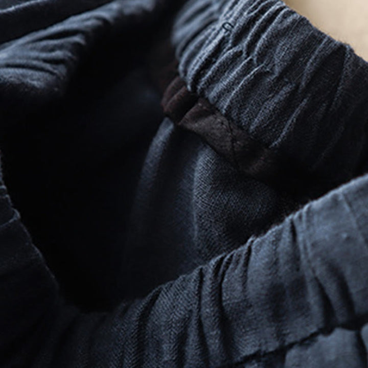 Buddha Stones Letnie Proste Swobodne 7-8 Długość Sznurowane Damskie Bawełniane Lniane Spodnie Harem Z Kieszeniami - image 15