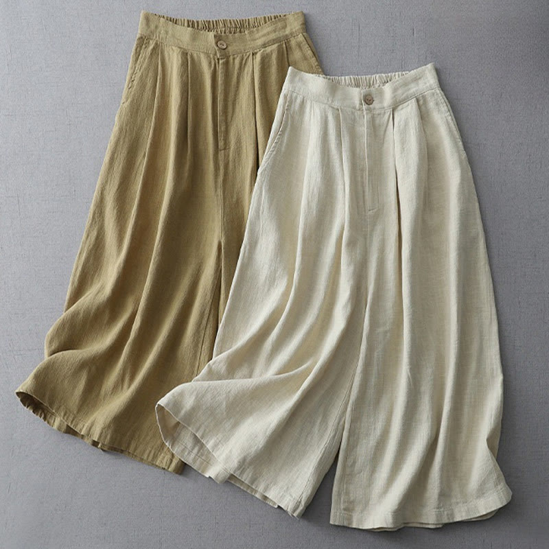 Buddha Stones Luźne, proste, luźne, 7-8 długości, damskie, szerokie nogawki, poliestrowe, z kieszeniami - image 16