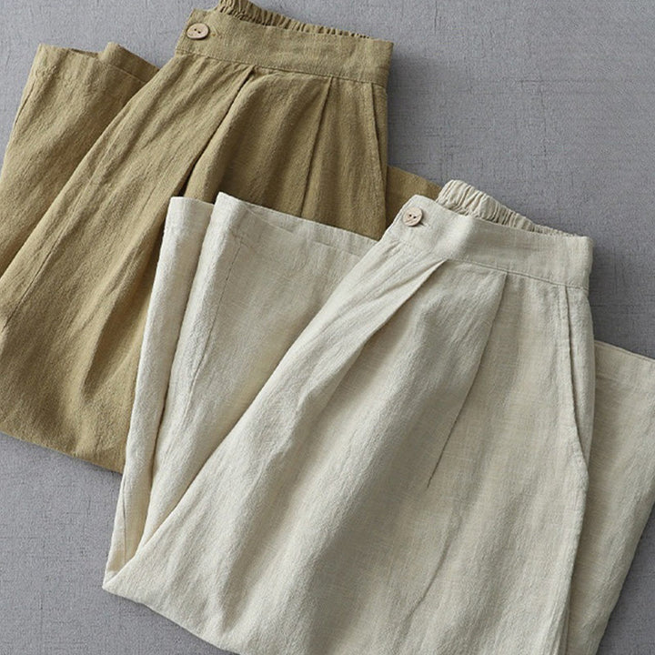 Buddha Stones Luźne, proste, luźne, 7-8 długości, damskie, szerokie nogawki, poliestrowe, z kieszeniami - image 18