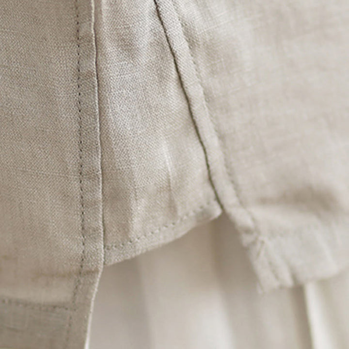 Koszula damska Buddha Stones Casual haftowana z kwiatowym wzorem, żaba-guzik, okrągły dekolt, półrękaw, bawełna, len - image 8