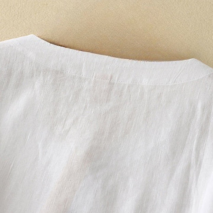 Koszulka damska z krótkim rękawem i dekoltem w serek z Buddha Stones, letnia, swobodna, prosta, bawełniana - image 13