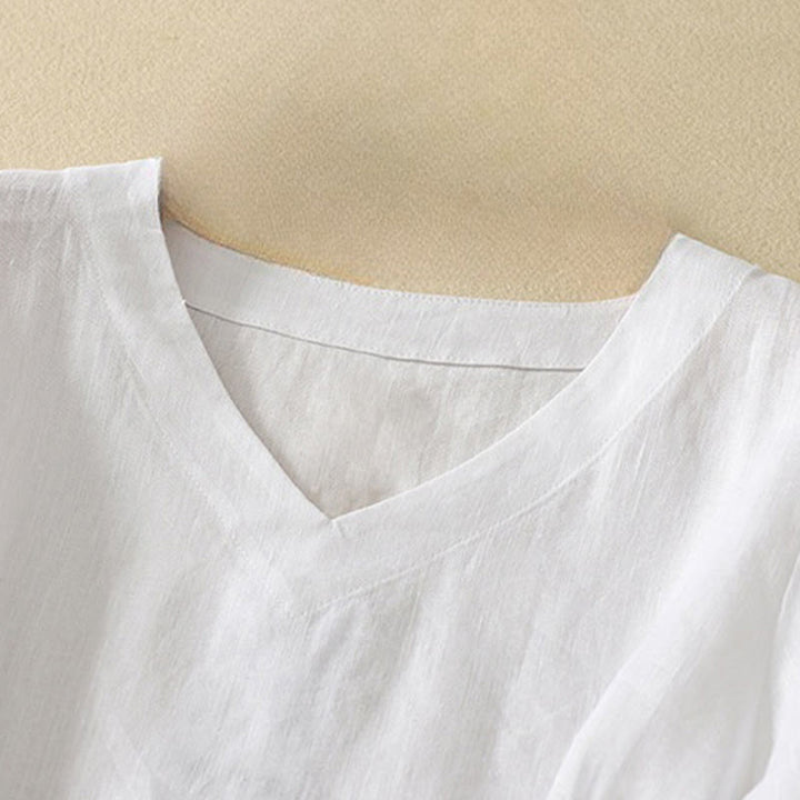 Koszulka damska z krótkim rękawem i dekoltem w serek z Buddha Stones, letnia, swobodna, prosta, bawełniana - image 12