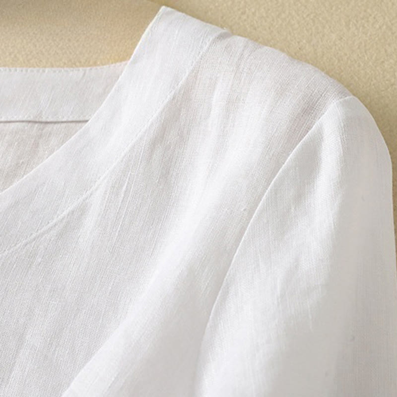 Koszulka damska z krótkim rękawem i dekoltem w serek z Buddha Stones, letnia, swobodna, prosta, bawełniana - image 18