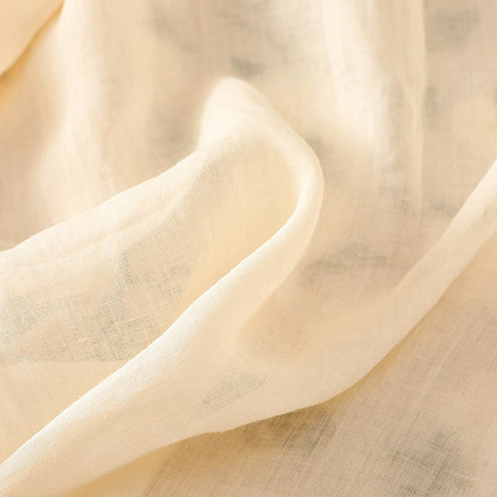 Buddha Stones Casual Kobiety Kwiaty Zielone Liście Haft Wzór Dekolt w Serek Projekt Pół Rękaw Bawełna Lniana Koszula - image 11