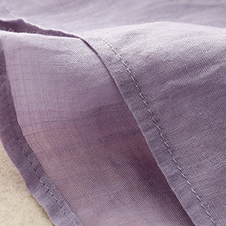 Buddha Stones Letnia swobodna haftowana kwiaty damska koszulka z dekoltem w serek z krótkim rękawem akrylowa