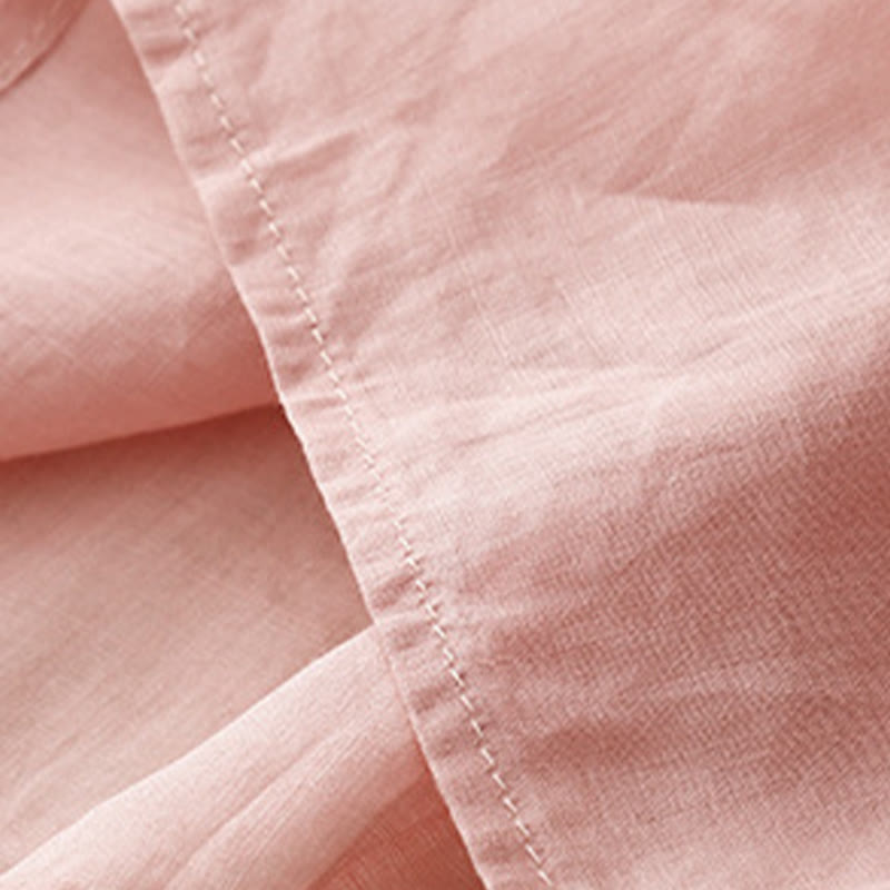 Buddha Stones Letnia swobodna haftowana kwiaty damska koszulka z dekoltem w serek z krótkim rękawem akrylowa