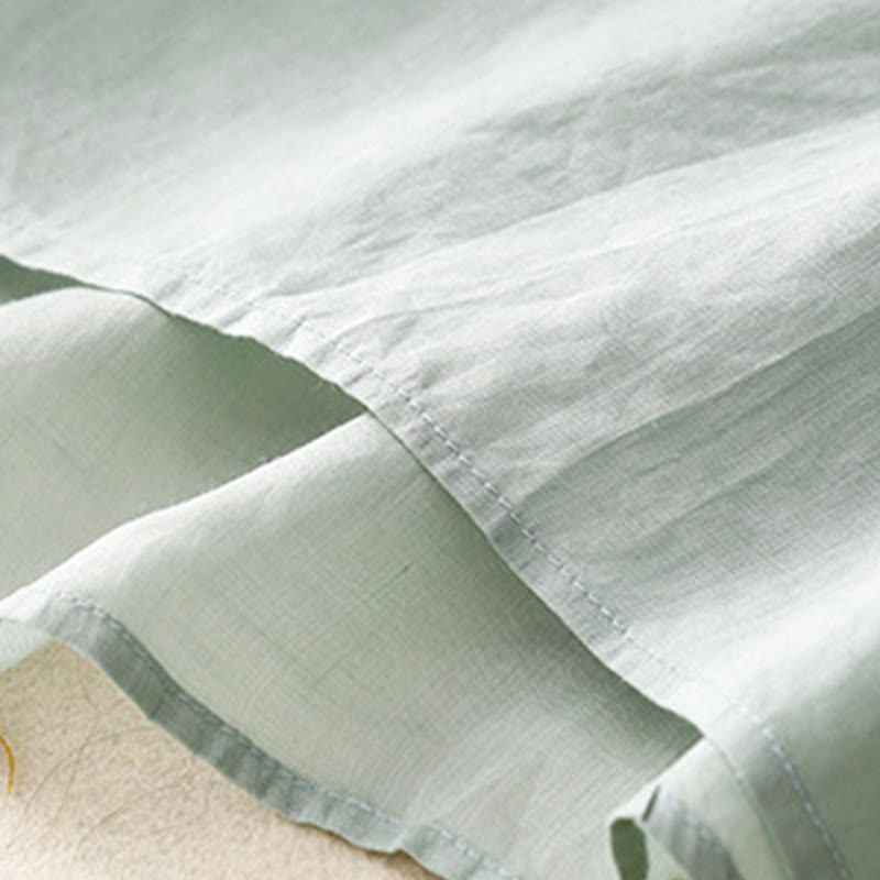 Buddha Stones Letnia swobodna haftowana kwiaty damska koszulka z dekoltem w serek z krótkim rękawem akrylowa - image 14