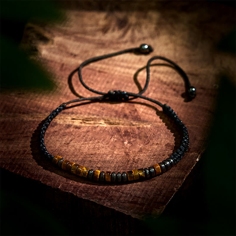 Zestaw 3 bransoletek ochronnych z Buddha Stones i kamieniami lawowymi Tiger Eye