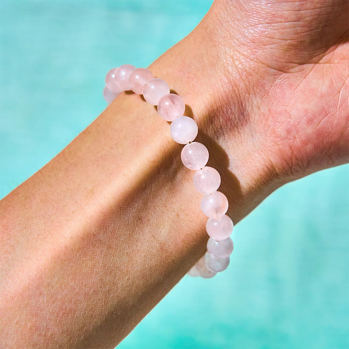 Buddha Stones Natural Pink Crystal Beads Peace Buckle Self-accepting