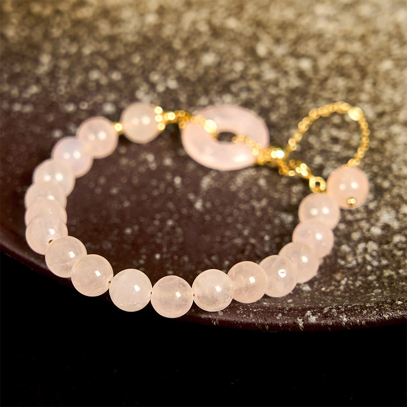 Buddha Stones Natural Pink Crystal Beads Peace Buckle Self-accepting - image 1
