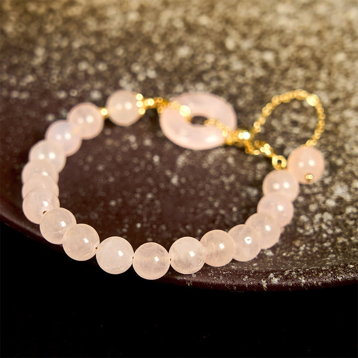 Buddha Stones Natural Pink Crystal Beads Peace Buckle Self-accepting