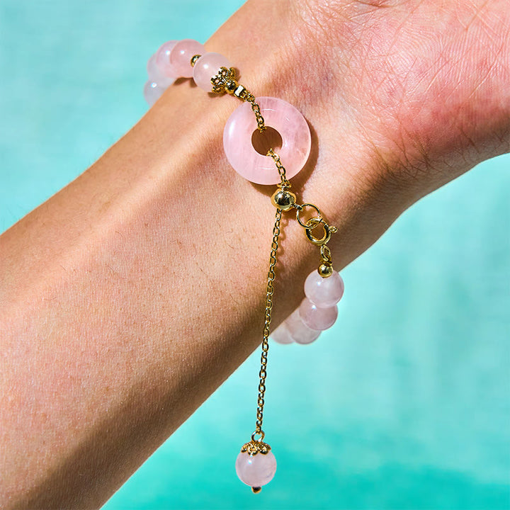 Buddha Stones Natural Pink Crystal Beads Peace Buckle Self-accepting
