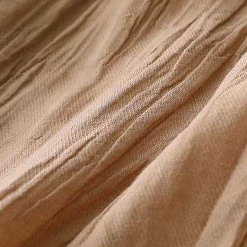 Buddha Stones Casual Plain Handmade Ściągana Talia Midi Sukienka Akrylowa Sukienka Bez Rękawów Z Kieszeniami - image 7