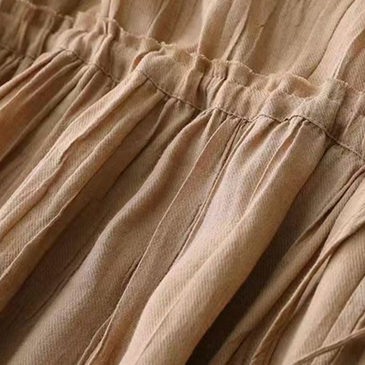 Buddha Stones Casual Plain Handmade Ściągana Talia Midi Sukienka Akrylowa Sukienka Bez Rękawów Z Kieszeniami - image 4