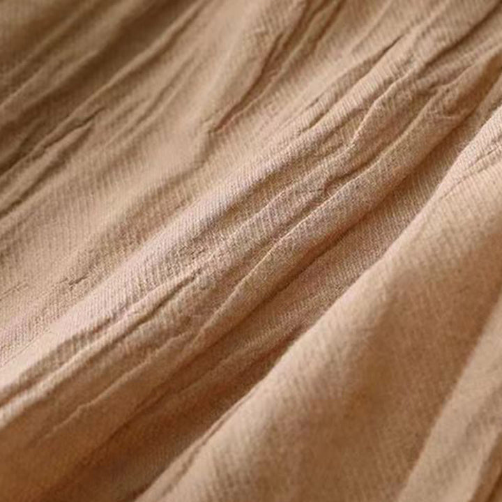 Buddha Stones Casual Plain Handmade Ściągana Talia Midi Sukienka Akrylowa Sukienka Bez Rękawów Z Kieszeniami