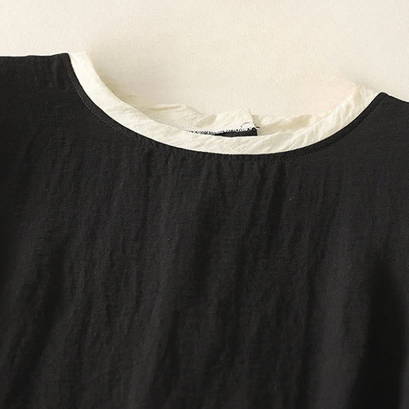 Buddha Stones Casual Szycie Kolor Ręcznie Robione Guziki Projekt Midi Sukienka Poliester Bez Rękawów Sukienka Z Kieszeniami - image 2