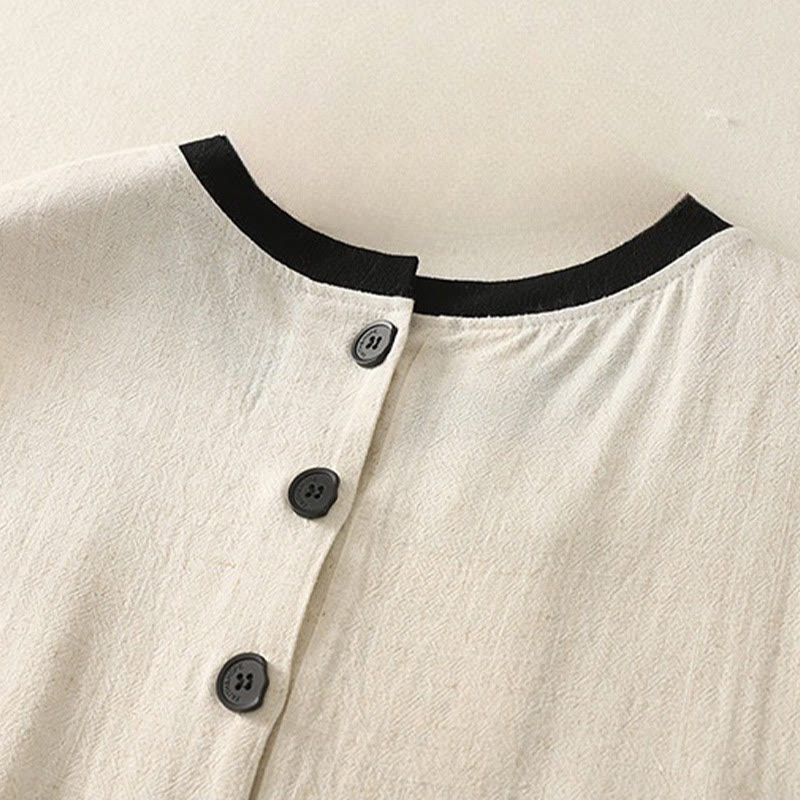 Buddha Stones Casual Szycie Kolor Ręcznie Robione Guziki Projekt Midi Sukienka Poliester Bez Rękawów Sukienka Z Kieszeniami - image 10