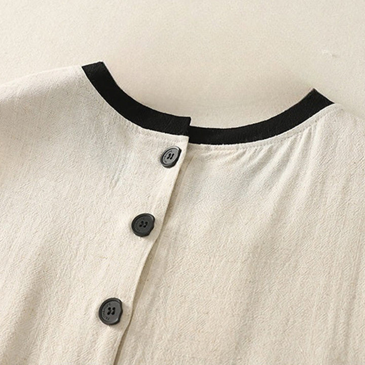 Buddha Stones Casual Szycie Kolor Ręcznie Robione Guziki Projekt Midi Sukienka Poliester Bez Rękawów Sukienka Z Kieszeniami - image 10