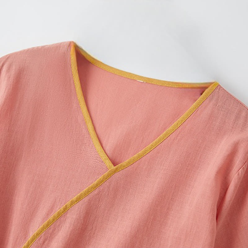 Sukienka midi z krótkim rękawem i dekoltem w serek z Buddha Stones - image 2