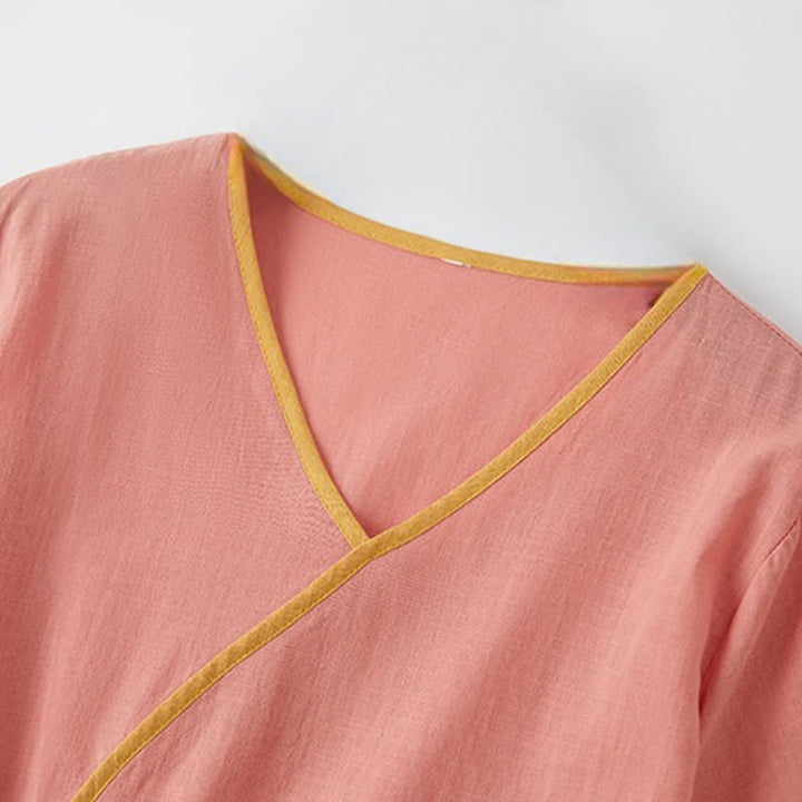 Sukienka midi z krótkim rękawem i dekoltem w serek z Buddha Stones - image 2