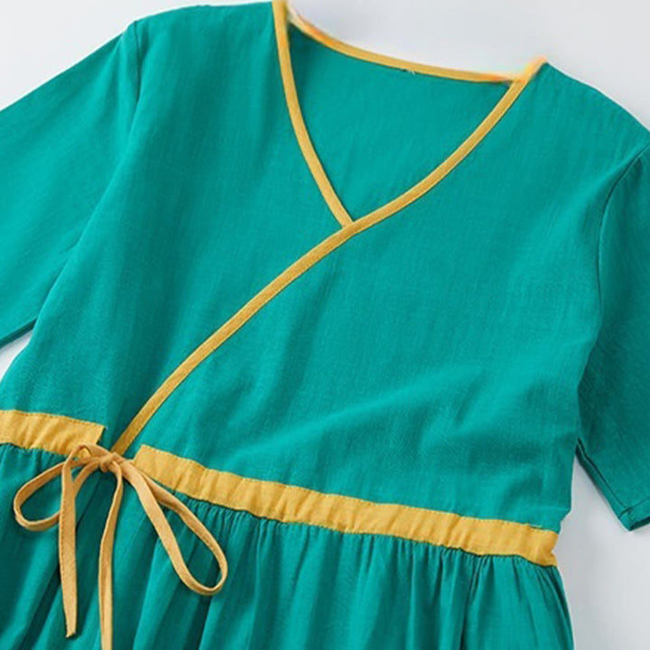 Sukienka midi z krótkim rękawem i dekoltem w serek z Buddha Stones - image 10