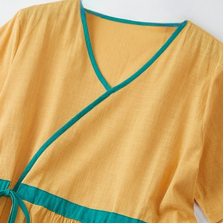 Sukienka midi z krótkim rękawem i dekoltem w serek z Buddha Stones - image 13