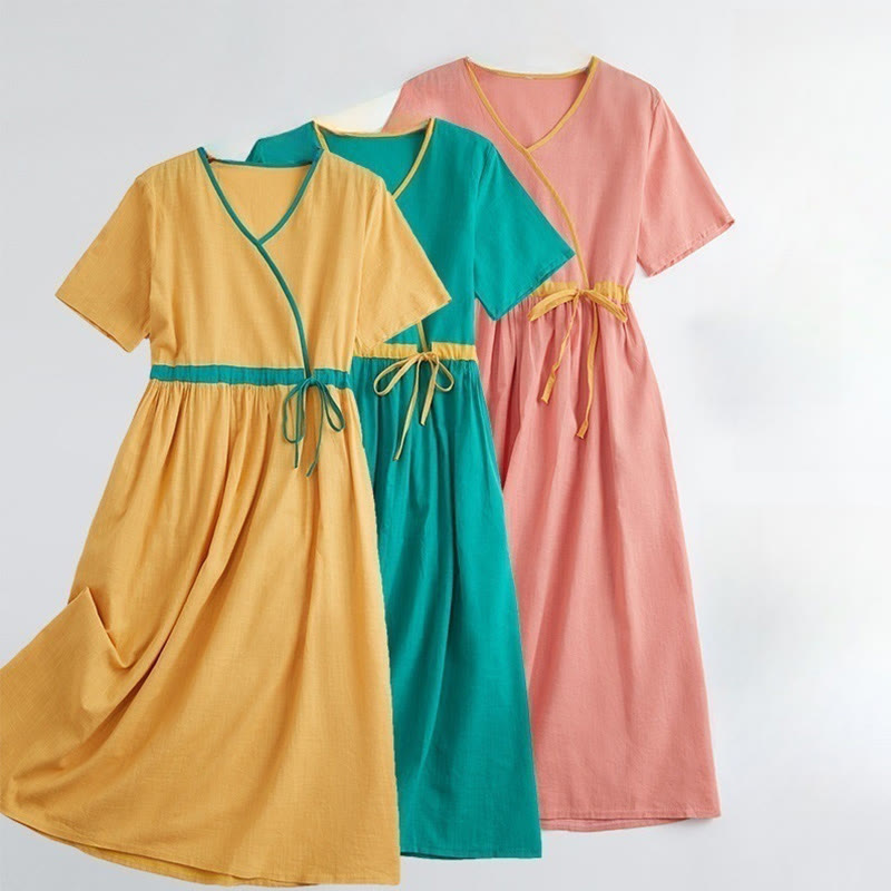 Sukienka midi z krótkim rękawem i dekoltem w serek z Buddha Stones - image 15