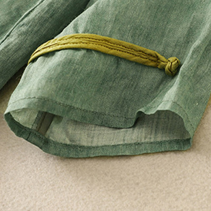 Sukienka midi z akrylu z haftowanym kołnierzykiem i trzema czwartymi rękawami w kolorze Buddha Stones - image 3