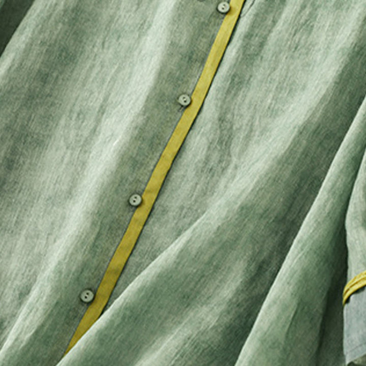 Sukienka midi z akrylu z haftowanym kołnierzykiem i trzema czwartymi rękawami w kolorze Buddha Stones - image 2