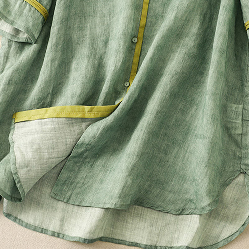 Sukienka midi z akrylu z haftowanym kołnierzykiem i trzema czwartymi rękawami w kolorze Buddha Stones - image 4