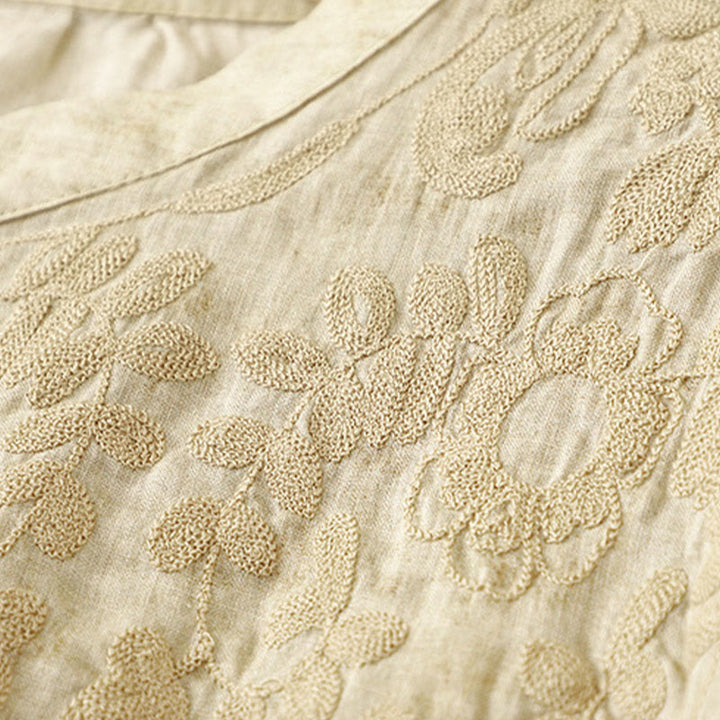 Sukienka midi z akrylu z haftowanym kołnierzykiem i trzema czwartymi rękawami w kolorze Buddha Stones - image 11