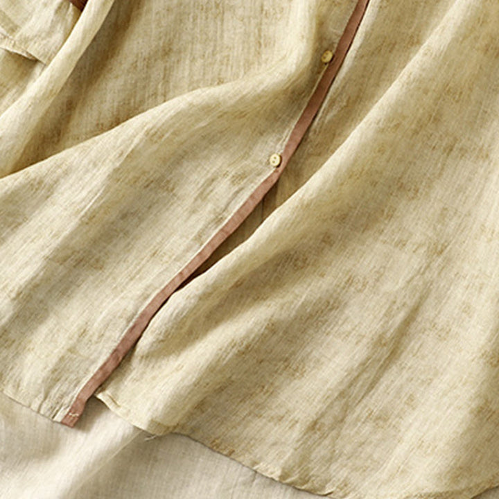 Sukienka midi z akrylu z haftowanym kołnierzykiem i trzema czwartymi rękawami w kolorze Buddha Stones - image 14