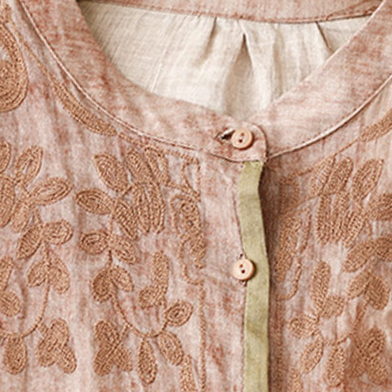 Sukienka midi z akrylu z haftowanym kołnierzykiem i trzema czwartymi rękawami w kolorze Buddha Stones - image 20