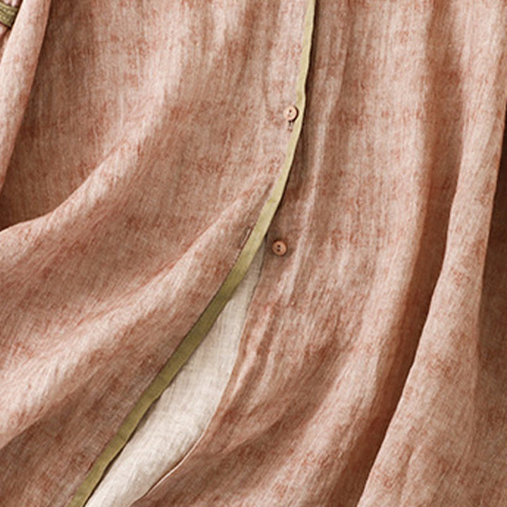 Sukienka midi z akrylu z haftowanym kołnierzykiem i trzema czwartymi rękawami w kolorze Buddha Stones - image 22