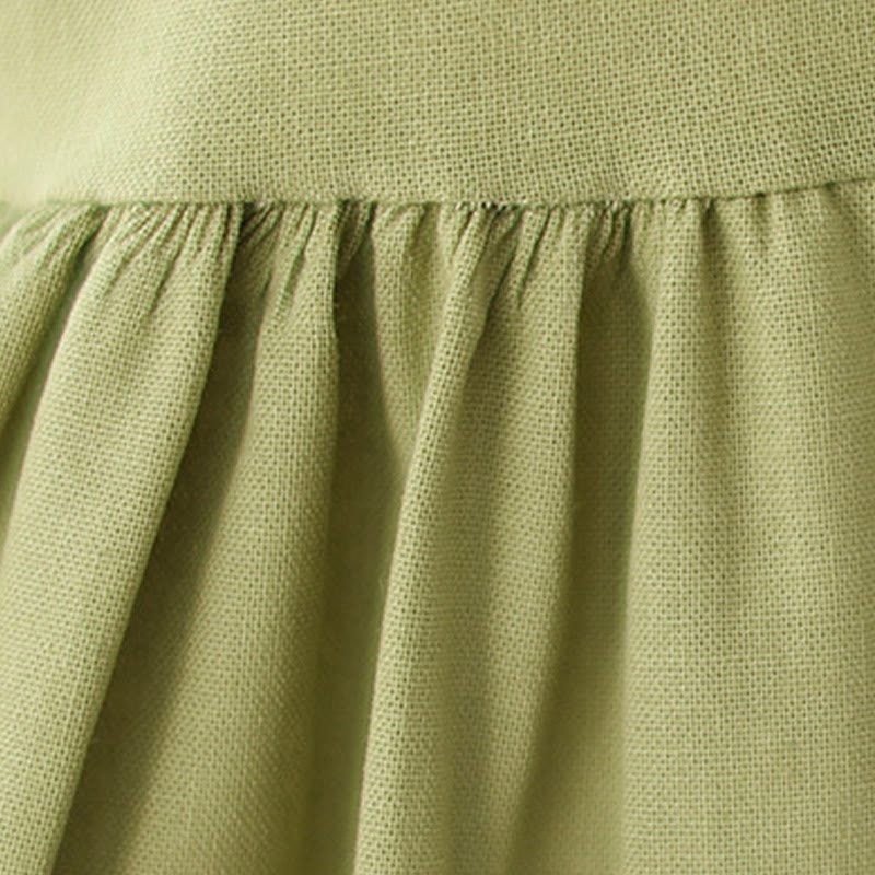 Buddha Stones Letnia swobodna prosta guziki kołnierzyk stojący projekt rękaw trzy czwarte akrylowy kardigan sukienka midi z kieszeniami - image 9