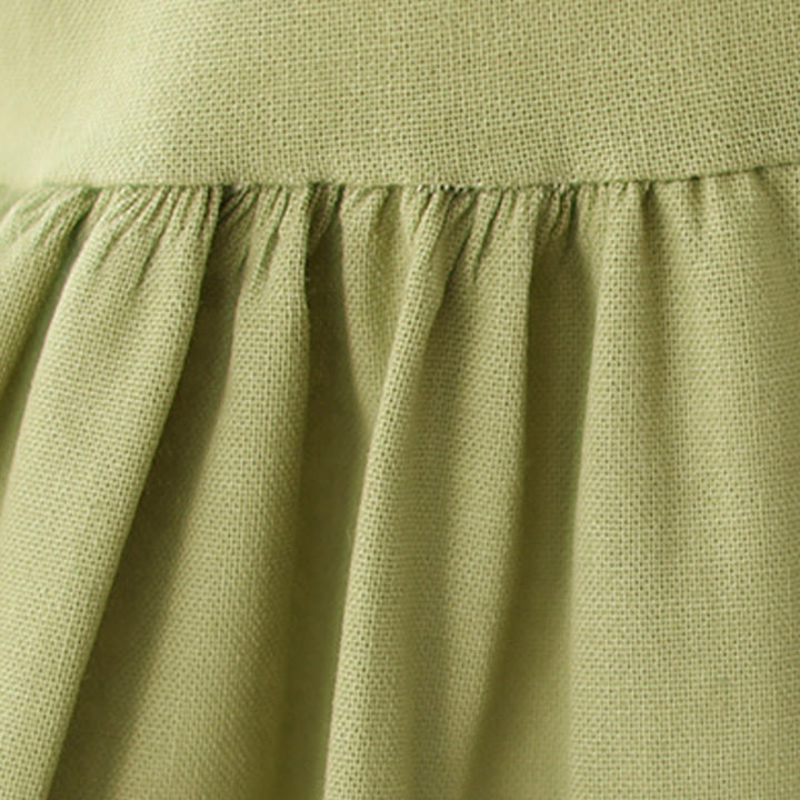 Buddha Stones Letnia swobodna prosta guziki kołnierzyk stojący projekt rękaw trzy czwarte akrylowy kardigan sukienka midi z kieszeniami - image 9