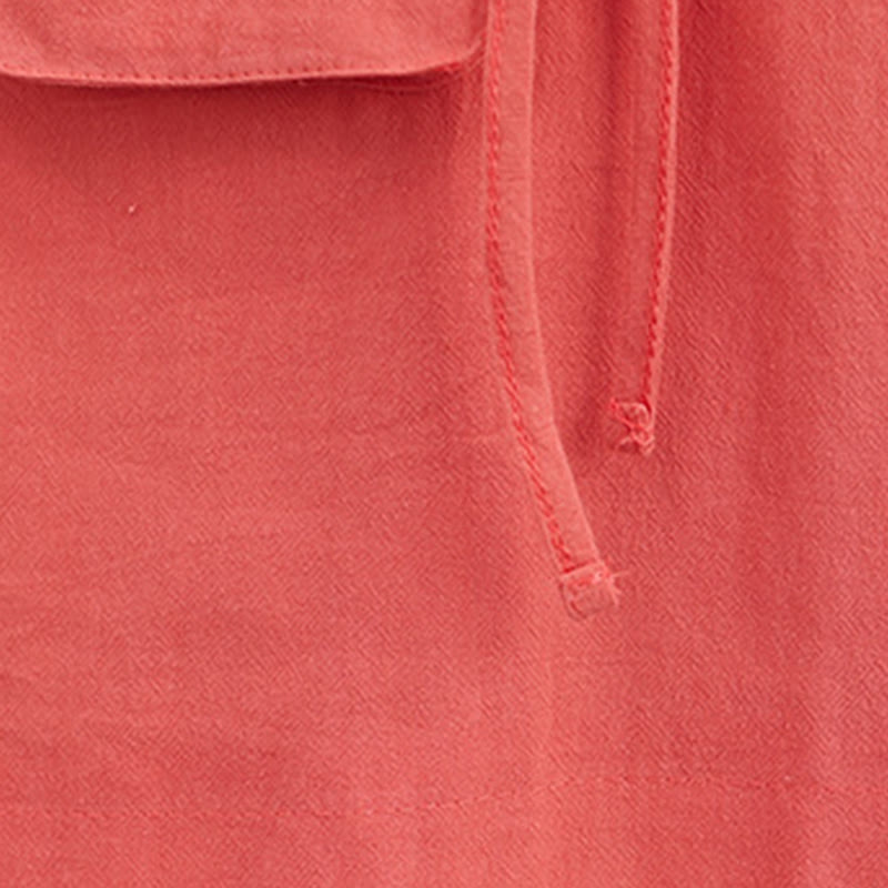 Sukienka midi Buddha Stones Summer Casual Plain Lace-Up Design z okrągłym dekoltem i krótkim rękawem z bawełny i lnu z kieszeniami - image 13