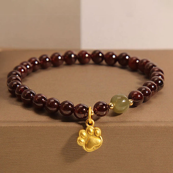 Buddha Stones Kota Granat Hetian Jade Koraliki Bransoletka Oczyszczająca