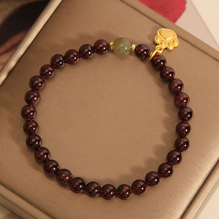 Buddha Stones Kota Granat Hetian Jade Koraliki Bransoletka Oczyszczająca