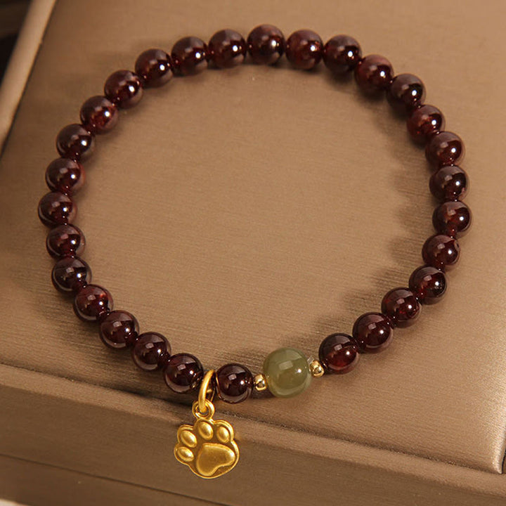 Buddha Stones Kota Granat Hetian Jade Koraliki Bransoletka Oczyszczająca
