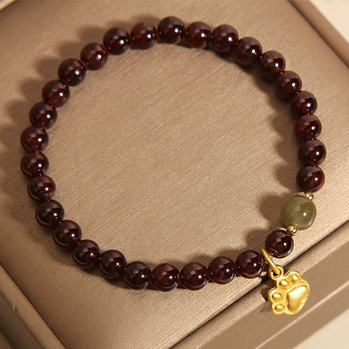 Buddha Stones Kota Granat Hetian Jade Koraliki Bransoletka Oczyszczająca