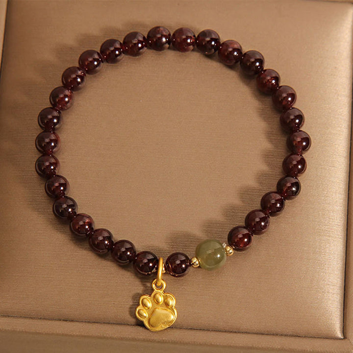 Buddha Stones Kota Granat Hetian Jade Koraliki Bransoletka Oczyszczająca