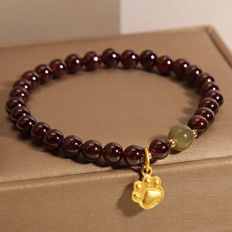 Buddha Stones Kota Granat Hetian Jade Koraliki Bransoletka Oczyszczająca