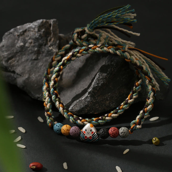 Buddha Stones Festiwal Smoczych Łodzi Kolorowa Lina Skała Lawowa Fu Charakter Ryżowe Pierożki Szczęście Pleciona Bransoletka