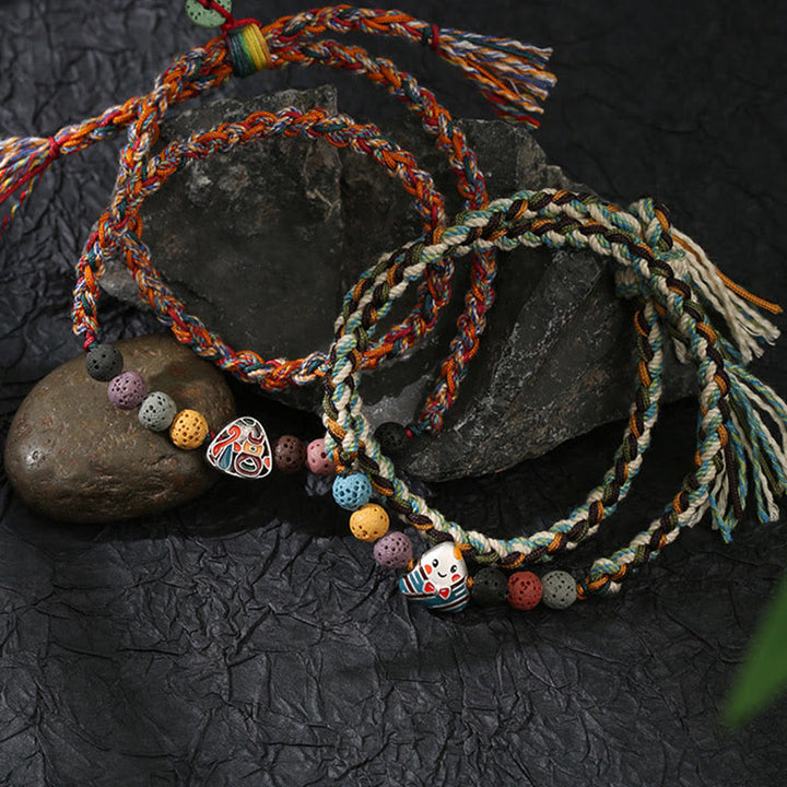 Buddha Stones Festiwal Smoczych Łodzi Kolorowa Lina Skała Lawowa Fu Charakter Ryżowe Pierożki Szczęście Pleciona Bransoletka