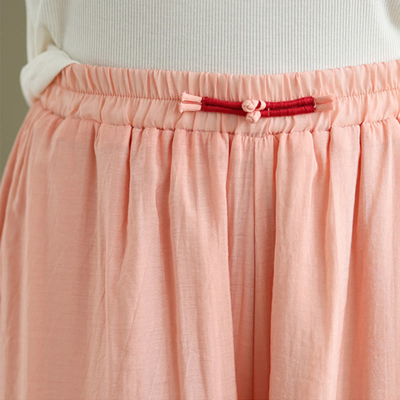 Buddha Stones Casual Vintage Boczne Rozcięcia U dołu Spodnie Bawełniane Lniane Damskie Szerokie Nogawki Z Kieszeniami - image 4