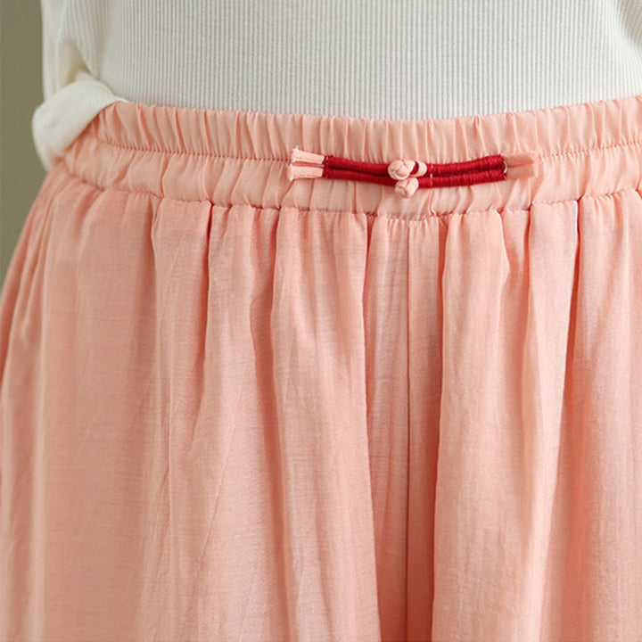 Buddha Stones Casual Vintage Boczne Rozcięcia U dołu Spodnie Bawełniane Lniane Damskie Szerokie Nogawki Z Kieszeniami - image 4