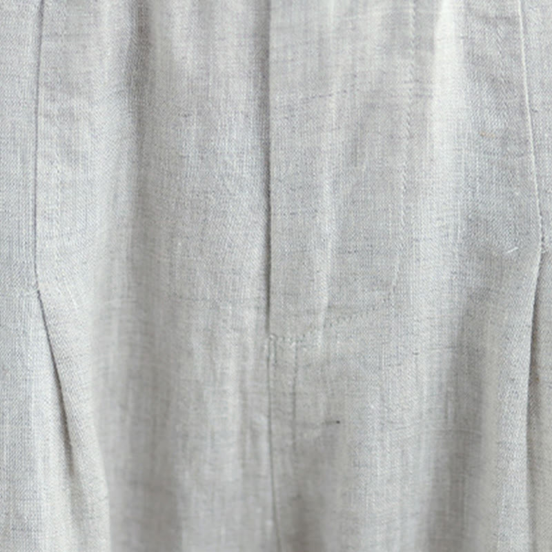 Buddha Stones Casual Lato Jednolity Kolor Wysoki Stan Damskie Bawełniane Lniane Spodnie Harem Z Kieszeniami - image 7