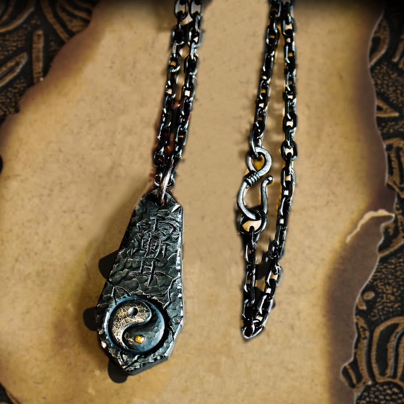 Buddha Stones 999 Srebro Sterlingowe 24k Złoto Wielki Wóz Yin Yang Projekt Harmony Naszyjnik Wisiorek - Srebro próby 999 i łańcuszek ze srebra - image 10