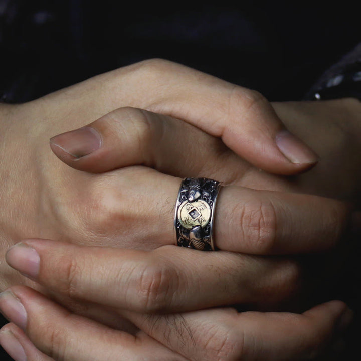 Buddha Stones Regulowane Otwarcie 925 Srebro Sterlingowe Szczęście Ryba Koi Miedziana Moneta Pomyślne Chmury Pierścień Bogactwa - image 17